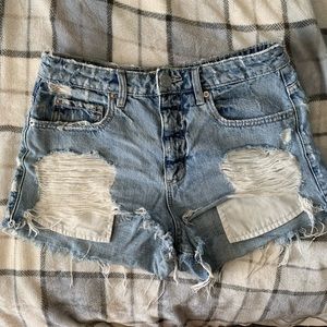 High-waisted Distressed Jean Shorts